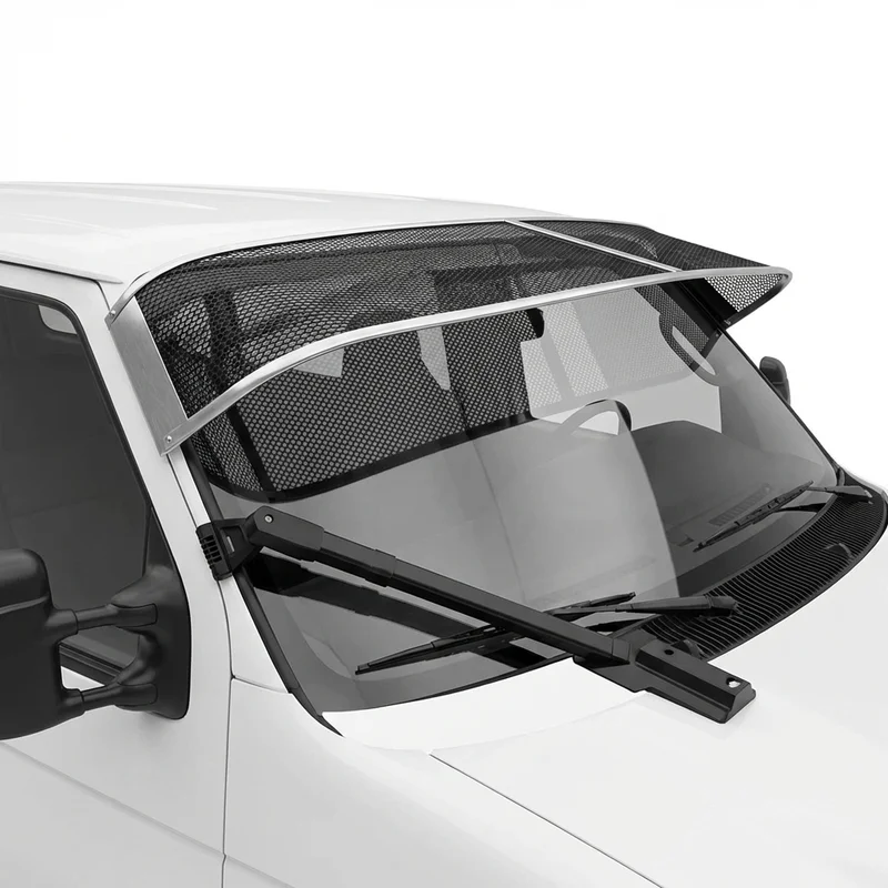 บังแดดกระจกหน้าแบบตาข่ายพรีเมียม สำหรับ Ford E-550 Super Duty (2003 - 2003) - 1