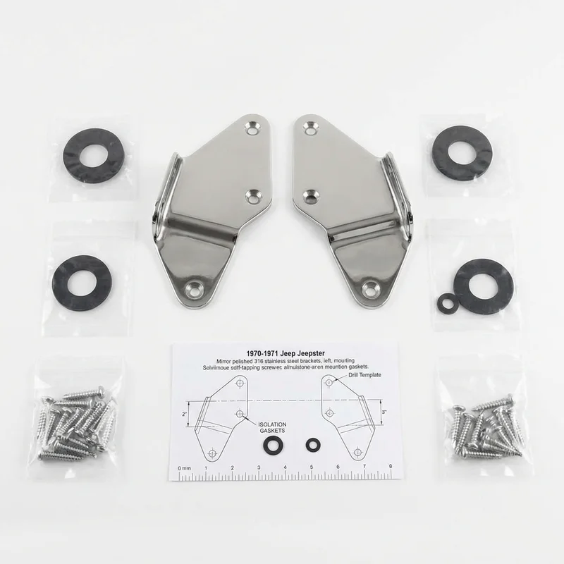 Stainless Steel Mounting Bracket Kit for Jeep Jeepster (1970 - 1971) - 1